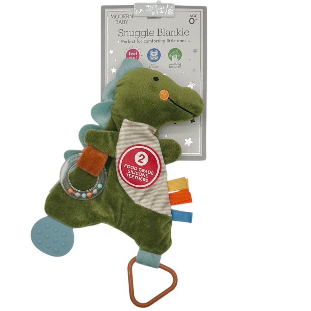 Modern Baby Dinosaur Snuggle Blankey Plush Sensory Lovey Toy Gender Neutral
